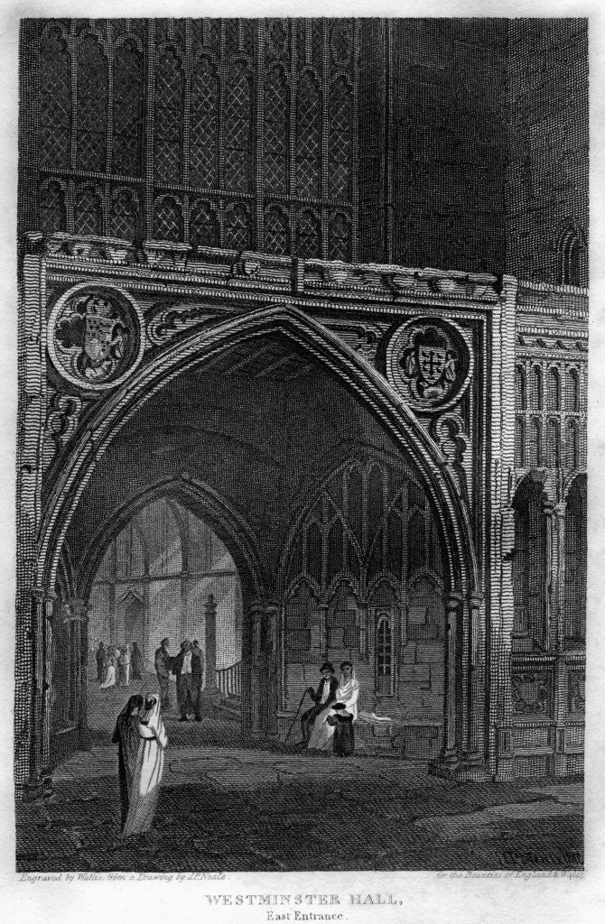 Detail of East entrance to Westminster Hall, London by Wallis