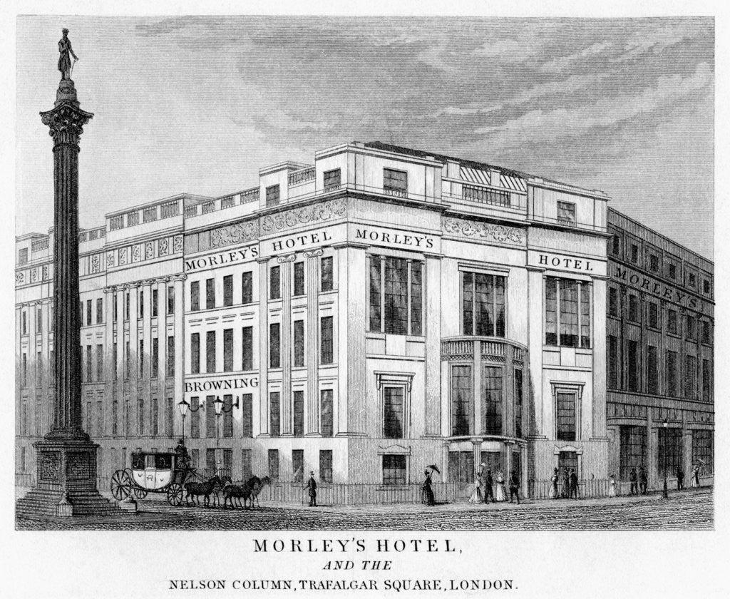 Detail of Morley's Hotel and Nelson's Column, Trafalgar Square, Westminster, London by Anonymous