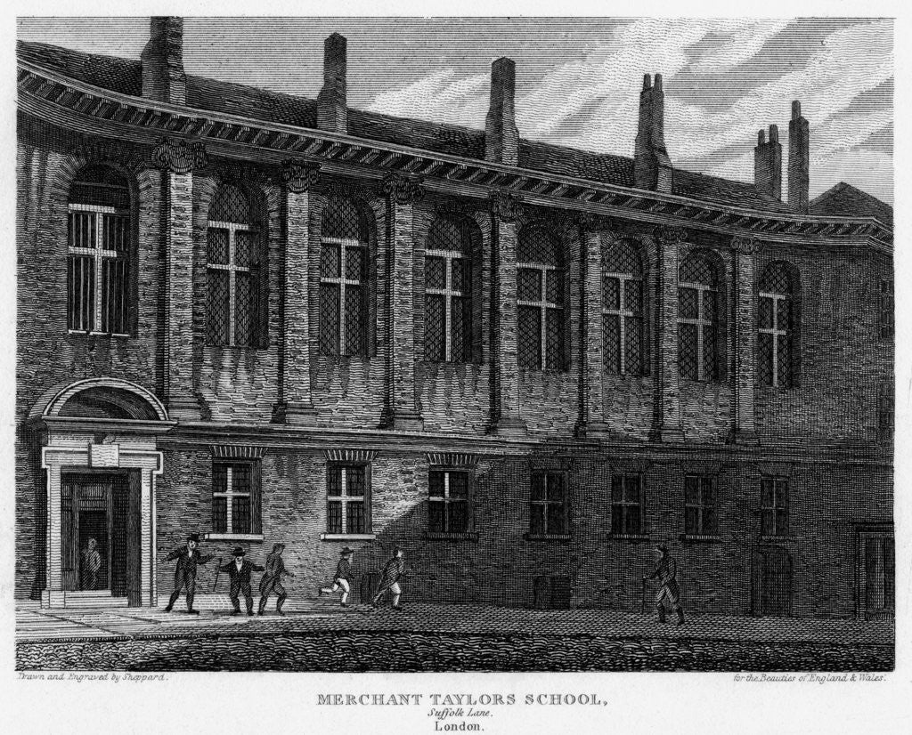 Detail of Merchant Taylors School, Suffolk Lane, City of London by Sheppard