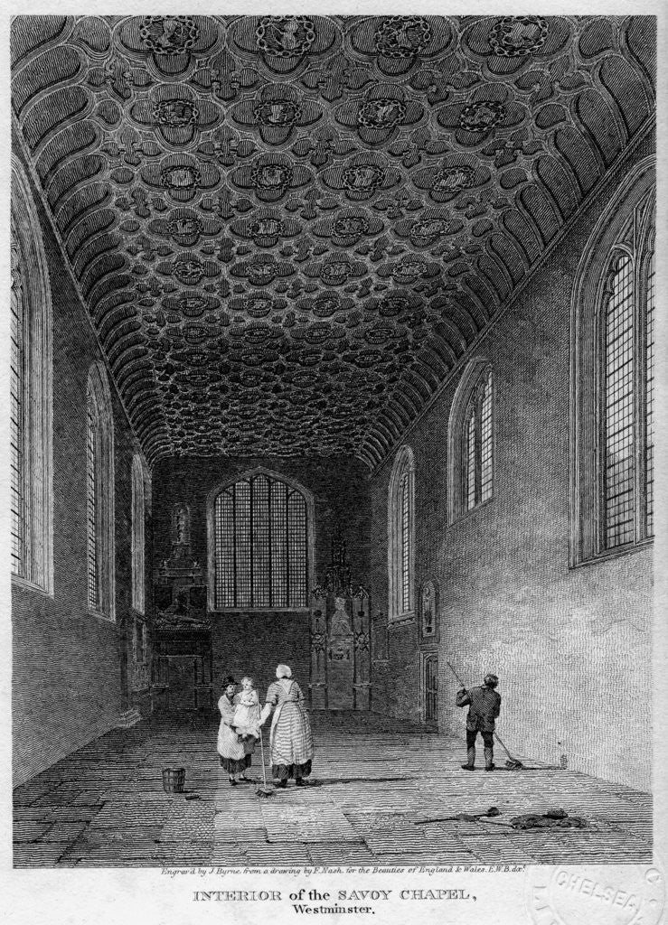 Detail of Interior of the Savoy Chapel, Westminster, London by J Byrne
