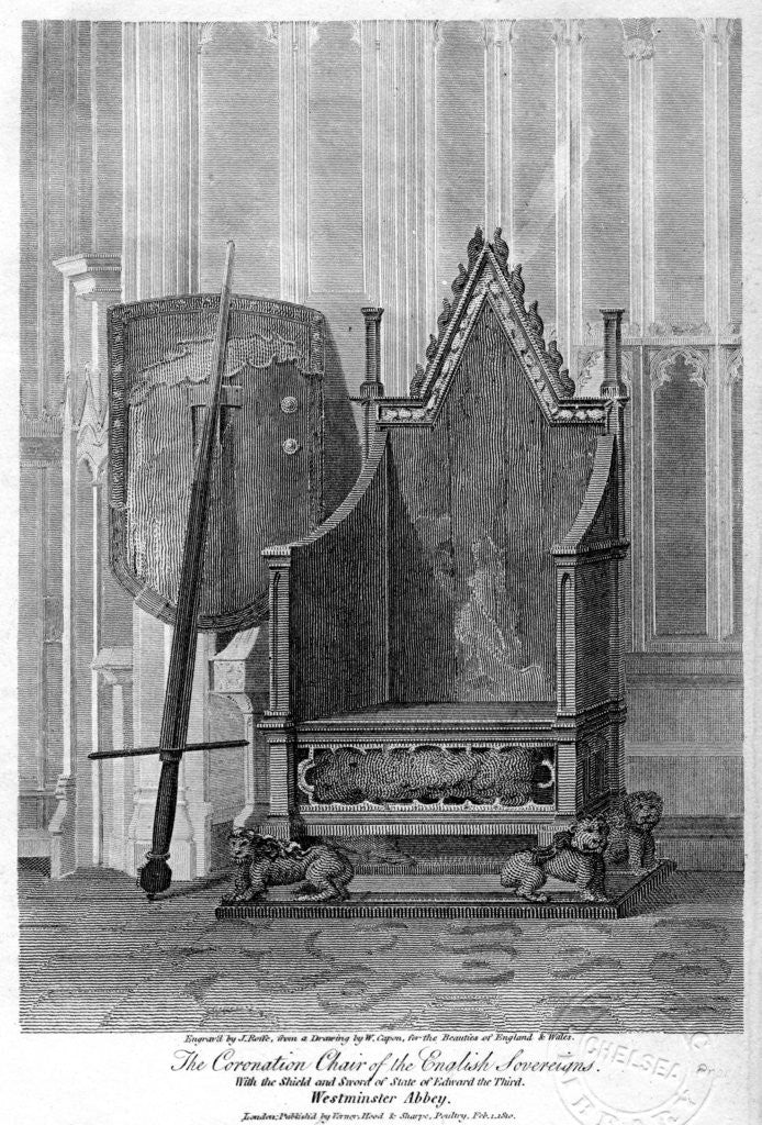 Detail of The coronation chair of the English sovereigns, Westminster Abbey, London by John Roffe