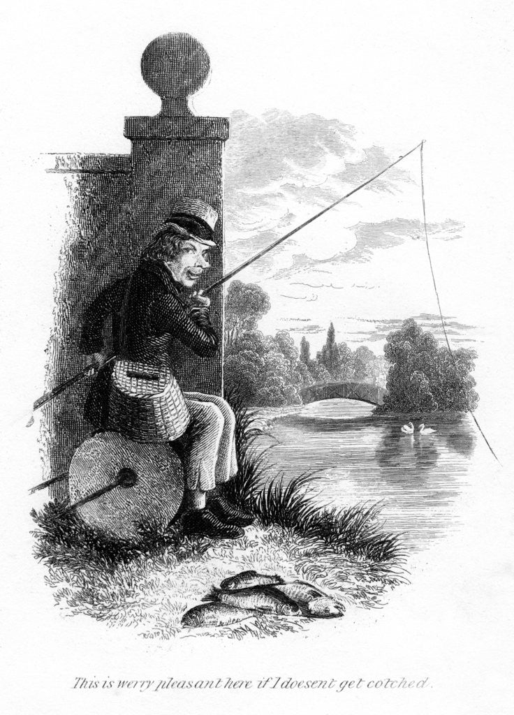 Detail of A man fishing illegally by Anonymous