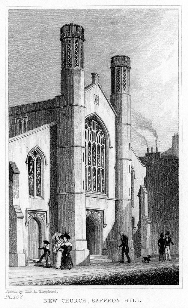 Detail of New Church, Saffron Hill, Camden, London by Thomas Hosmer Shepherd