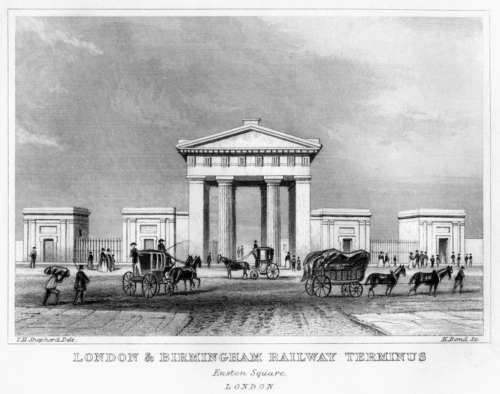 Detail of London and Birmingham Railway terminus, Euston Square, London by H Bond