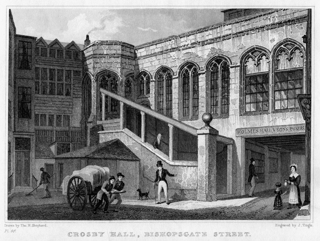 Detail of Crosby Hall, Bishopsgate Street, City of London by J Tingle