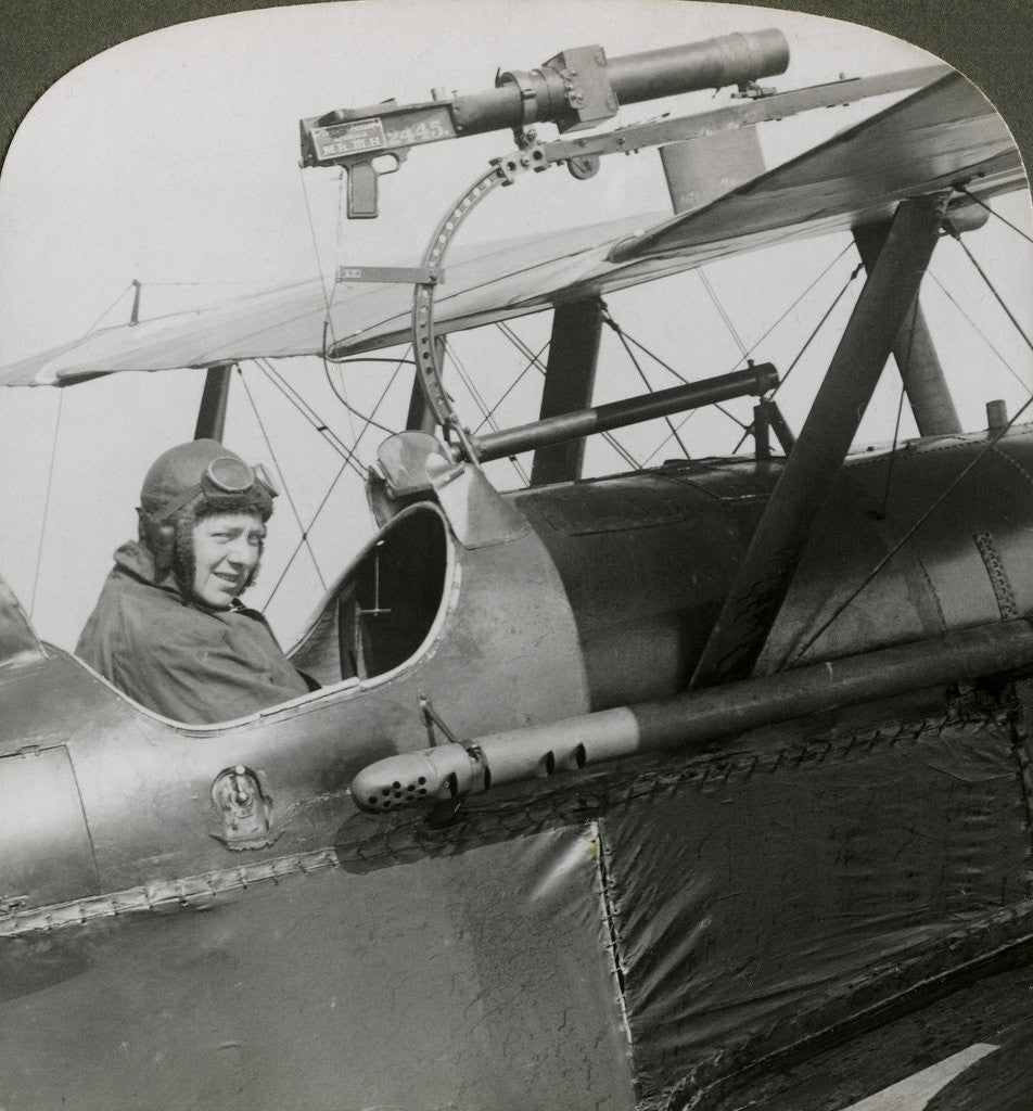 Detail of Sopwith Scout with photographic gun mounted on the upper wing, World War I by Realistic Travels Publishers