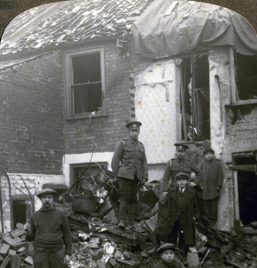 Detail of Destruction wrought by German Zeppelin bombs, World War I by Realistic Travels Publishers