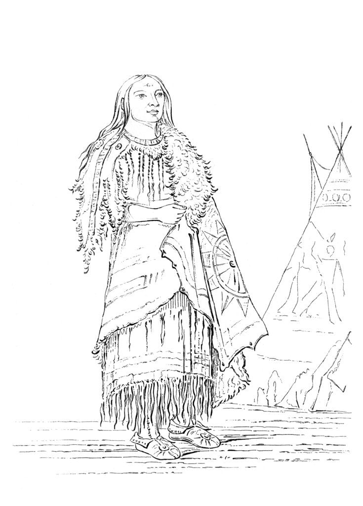 Detail of Portrait of 'Woman Who Strikes Many', Native American woman by Myers and Co