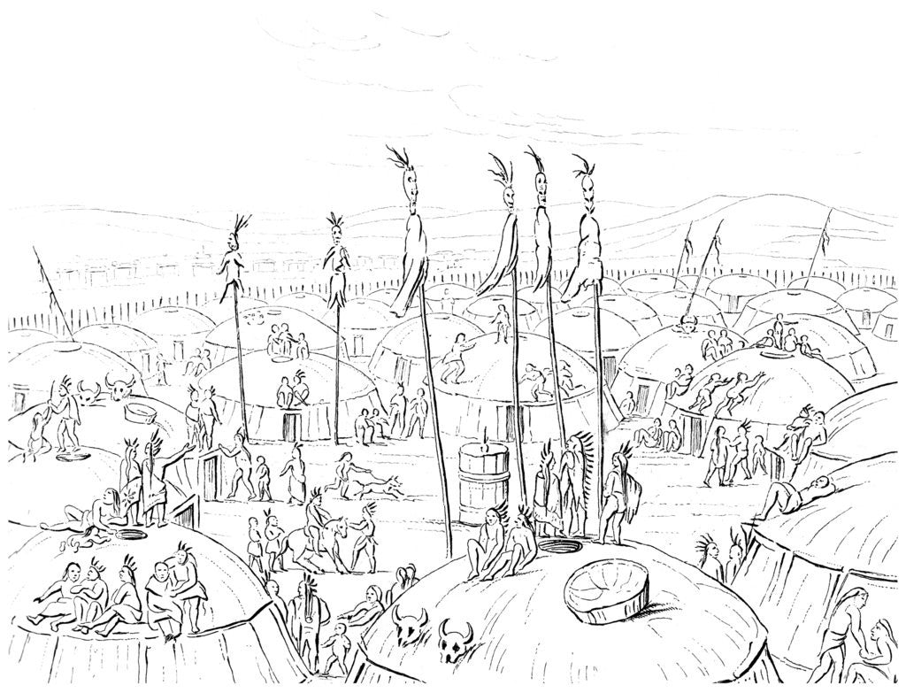 Detail of Mandan village, Upper Missouri, America by Myers and Co