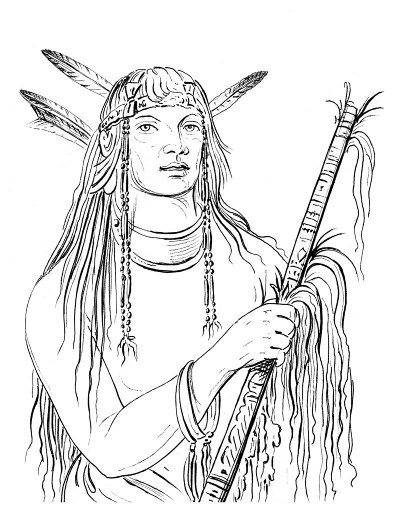 Detail of Portrait of 'Mouse Coloured Feather', Native American man by Myers and Co