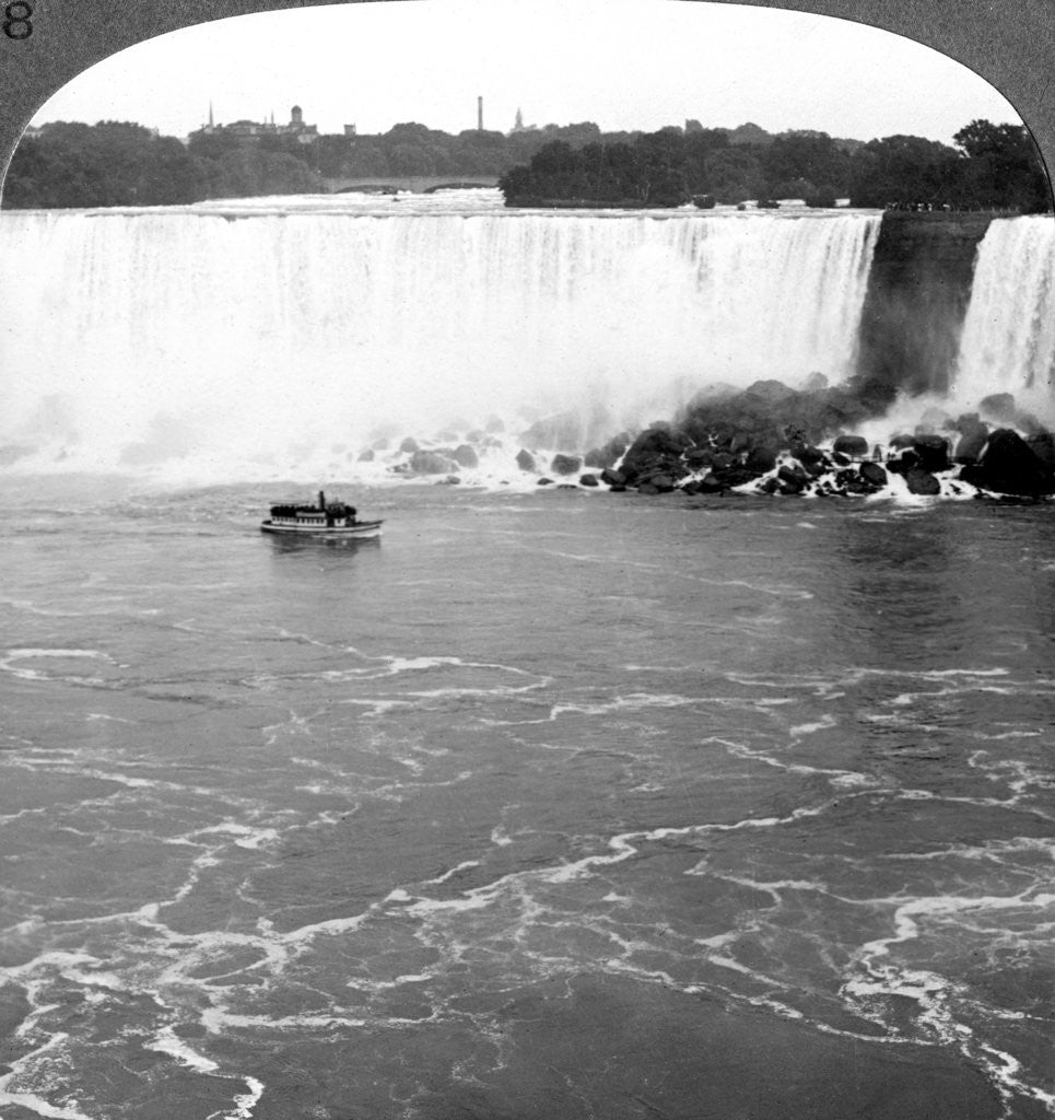 Detail of Niagara Falls and the 'Maid of the Mist', from the Canadian Cliffs, Canada by Realistic Travels Publishers