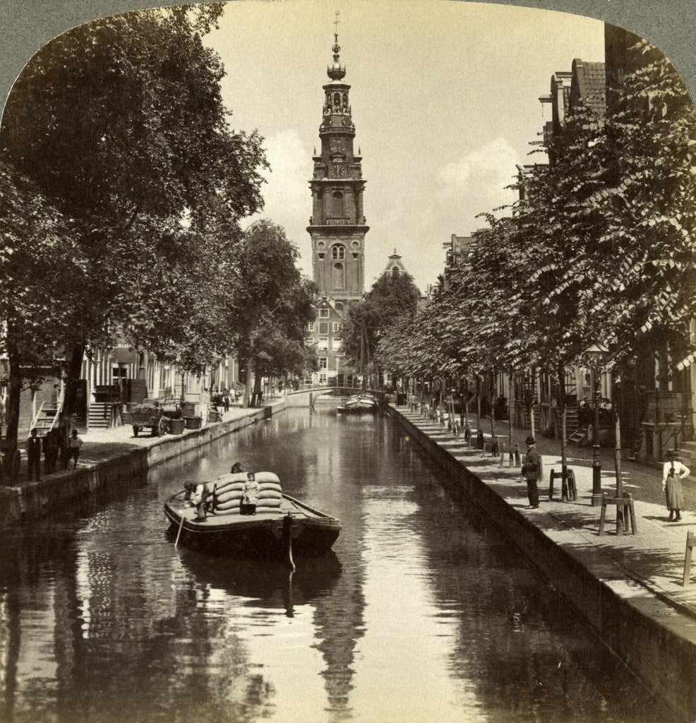 Detail of Canal, Amsterdam, Netherlands by Underwood & Underwood