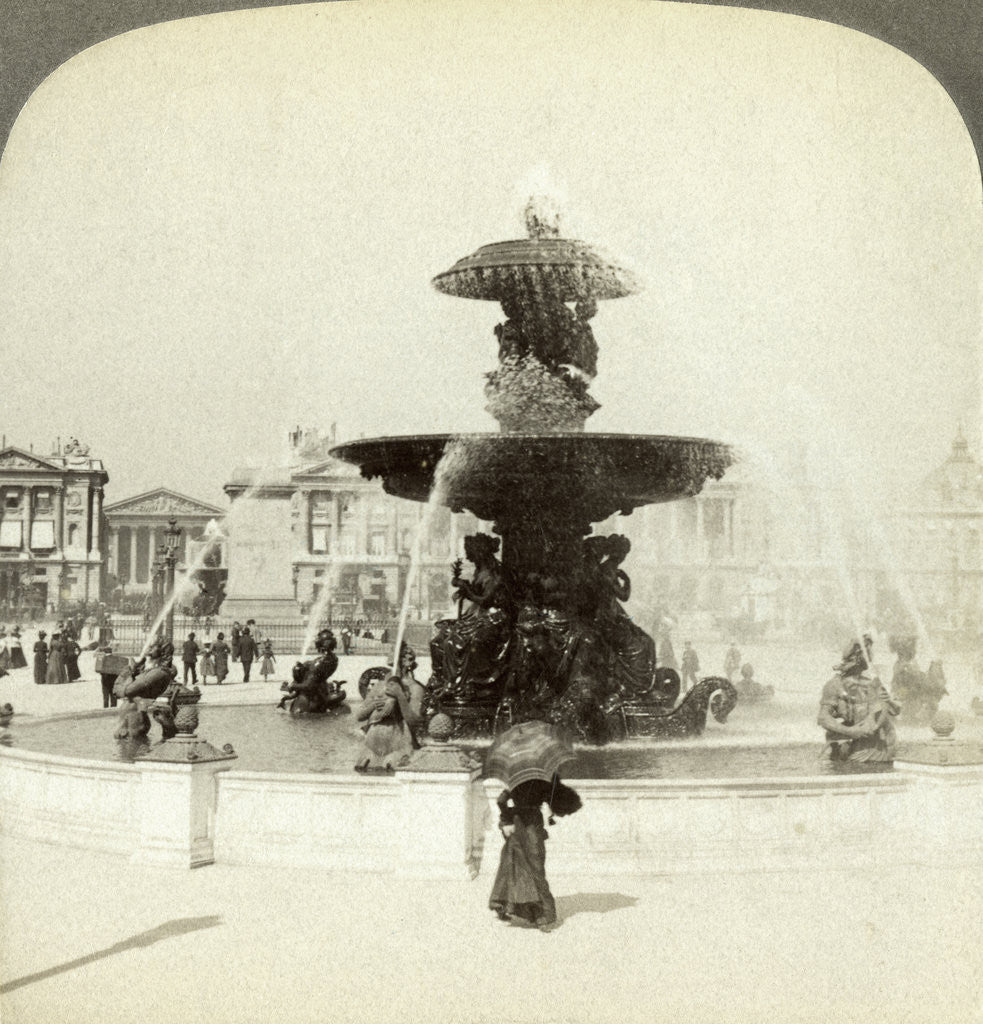 Detail of Fountain, Place de la Concorde, Paris, France by Underwood & Underwood