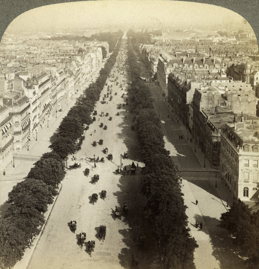 Detail of Champs Elysees from the Arc de Triomphe, Paris, France by Underwood & Underwood