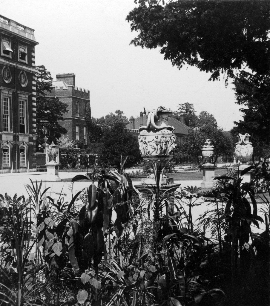 Detail of Garden and part of the east front, Hampton Court Palace, Richmond upon Thames, London by The Fine Art Photographers Co