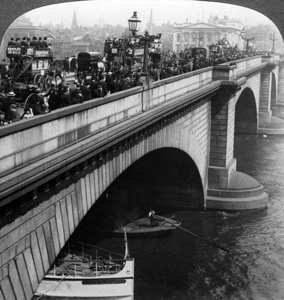 Detail of London Bridge, London by Underwood & Underwood