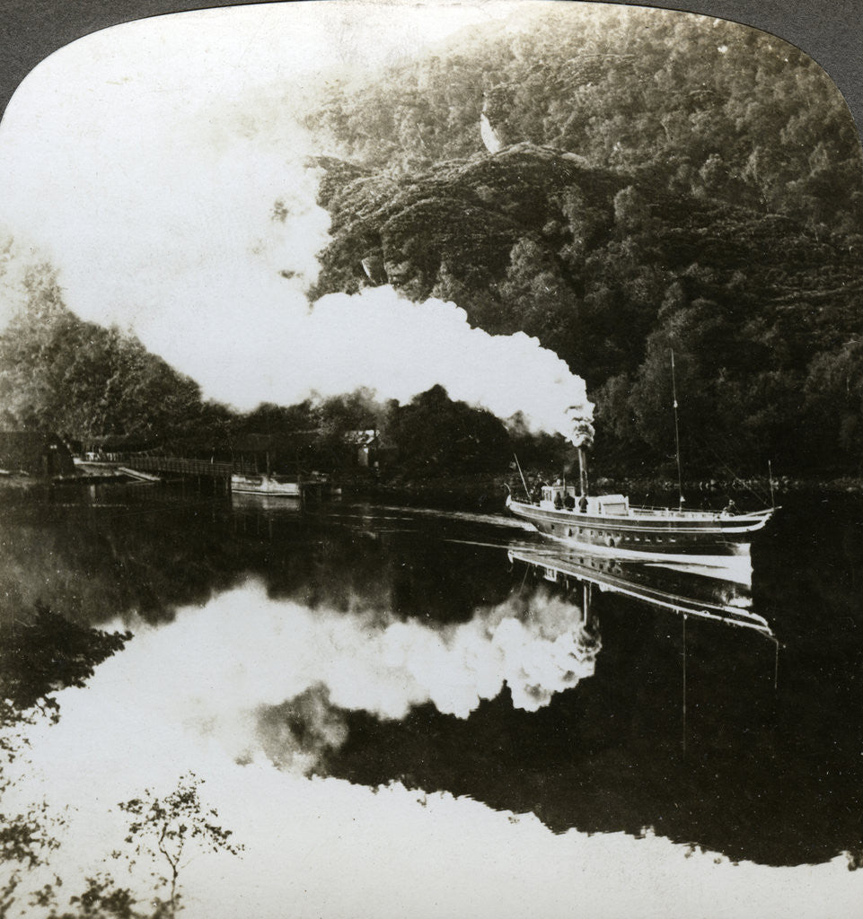 Detail of Steam yacht on Loch Katrine, Scotland by Underwood & Underwood