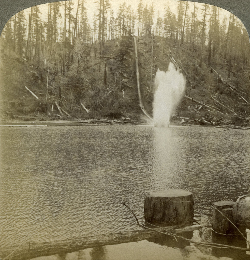 Detail of Log flume, Oregon, USA by Underwood & Underwood