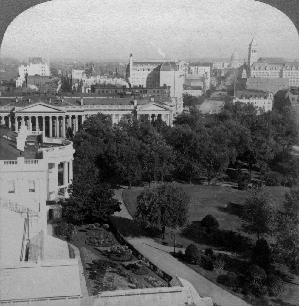 Detail of The White House and the Treasury Building, Washington DC, USA by Underwood & Underwood