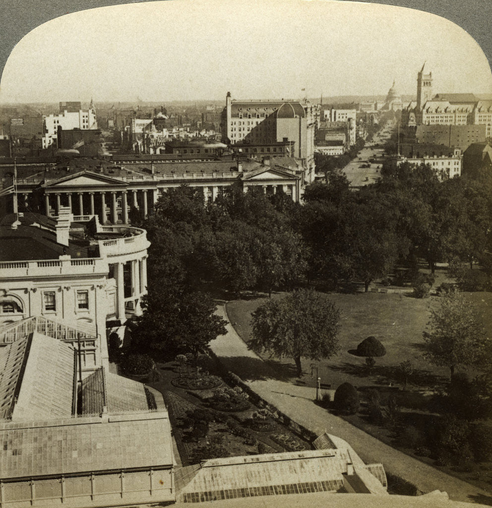 Detail of The White House and the Treasury Building, Washington DC, USA by Underwood & Underwood