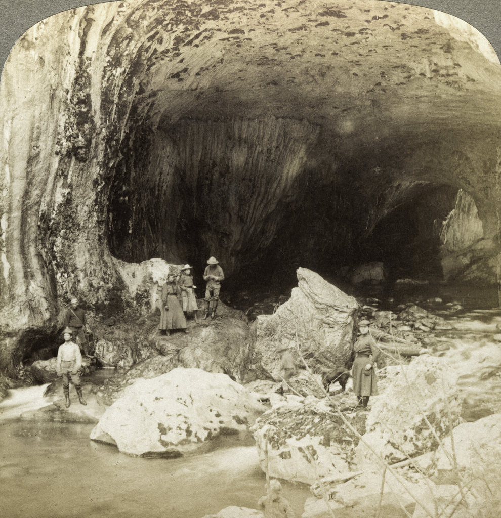 Detail of Natural bridge, Warm Spring Creek, Wyoming, USA by Underwood & Underwood