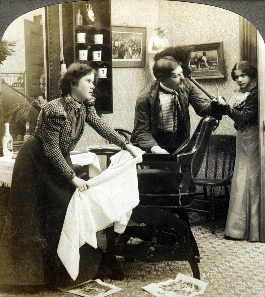 Detail of Getting His Hair Banged by American Stereoscopic Company