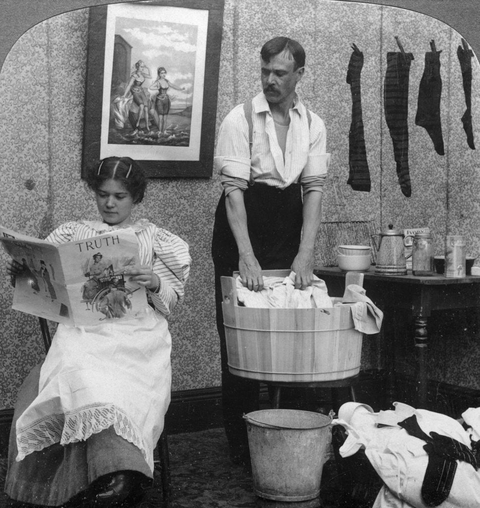 Detail of The New Woman, Wash Day by American Stereoscopic Company