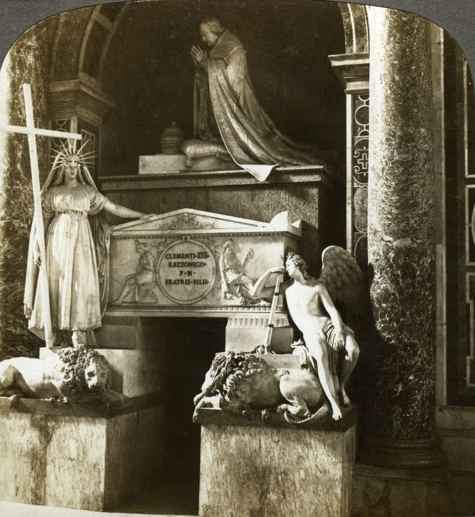 Detail of Tomb of Pope Clement XIII, St Peter's Basilica, Rome, Italy by Underwood & Underwood