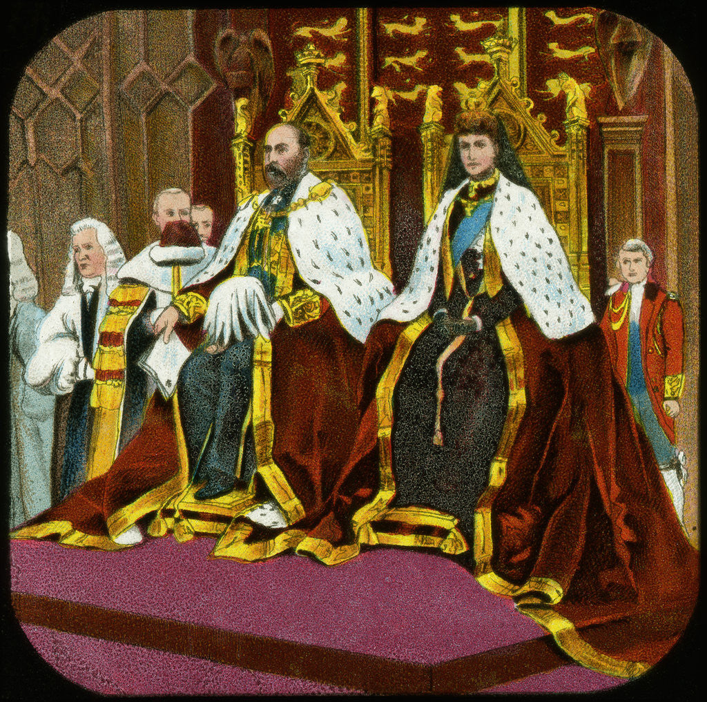 Detail of King Edward VII and Queen Alexandra, State Opening of Parliament, Westminster by Anonymous