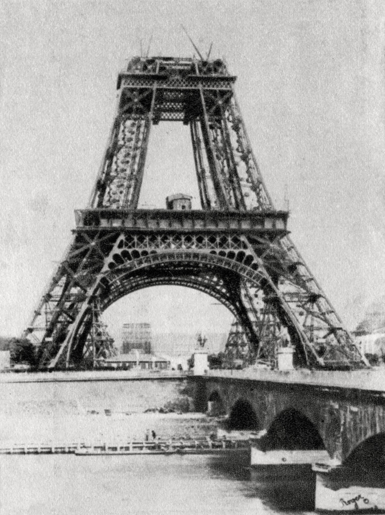 Detail of The Eiffel Tower under construction, Paris by Anonymous