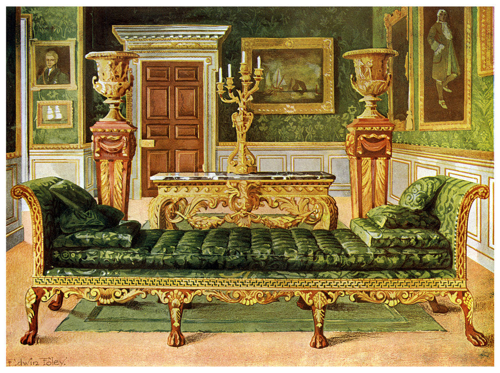 Detail of Mahogany and gilt Georgian suite, Longford Castle, Wiltshire by Edwin Foley