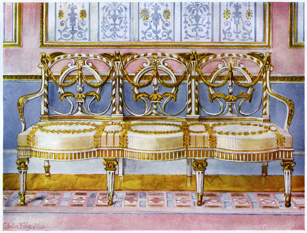 Detail of White gilt and painted settee, Pergolesi influence 1911-1912 by Edwin Foley