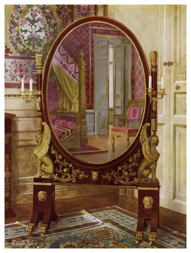 Detail of Oval mirror and bed of Napoleon I by Edwin Foley