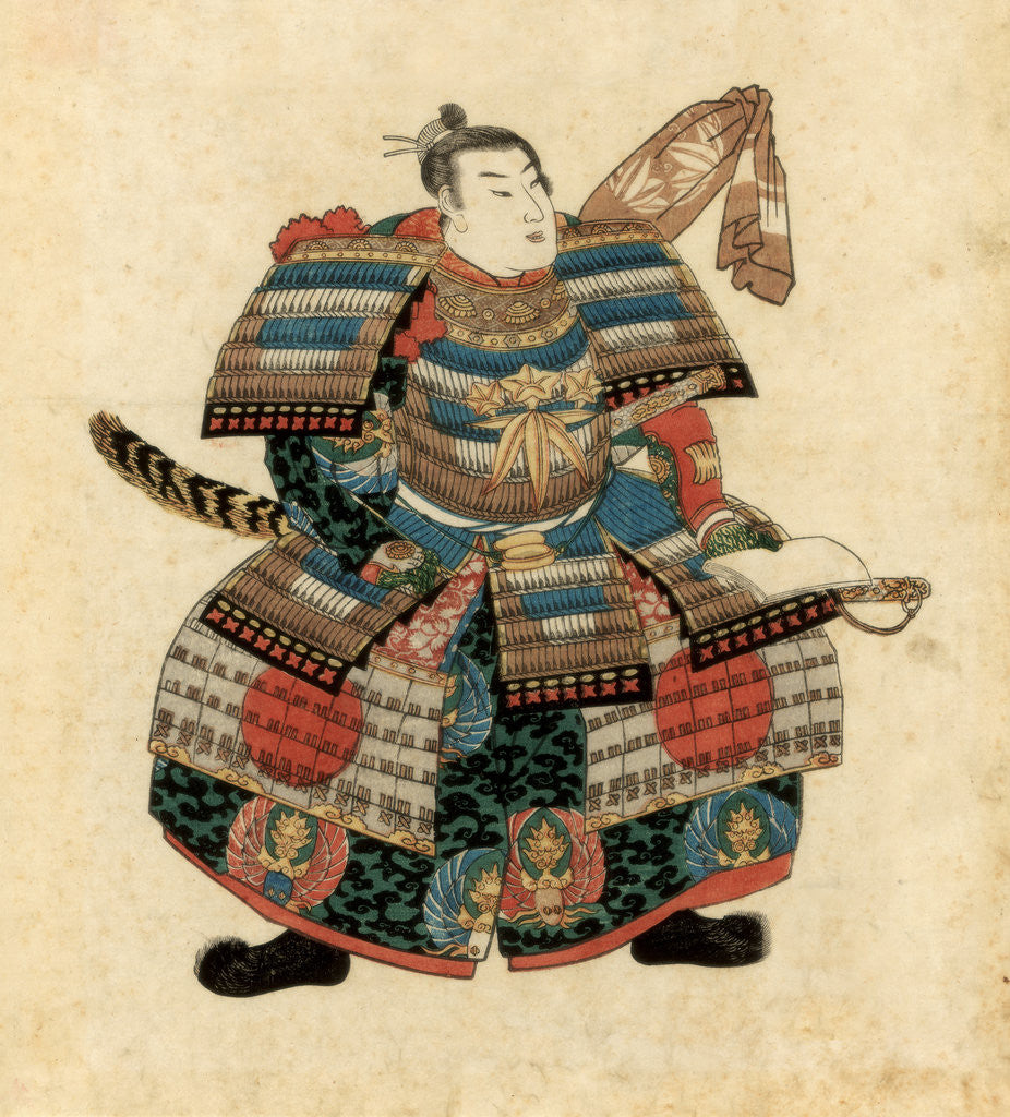 Detail of Japanese warlord Minamoto no Yoritomo by Utagawa Kuniyoshi