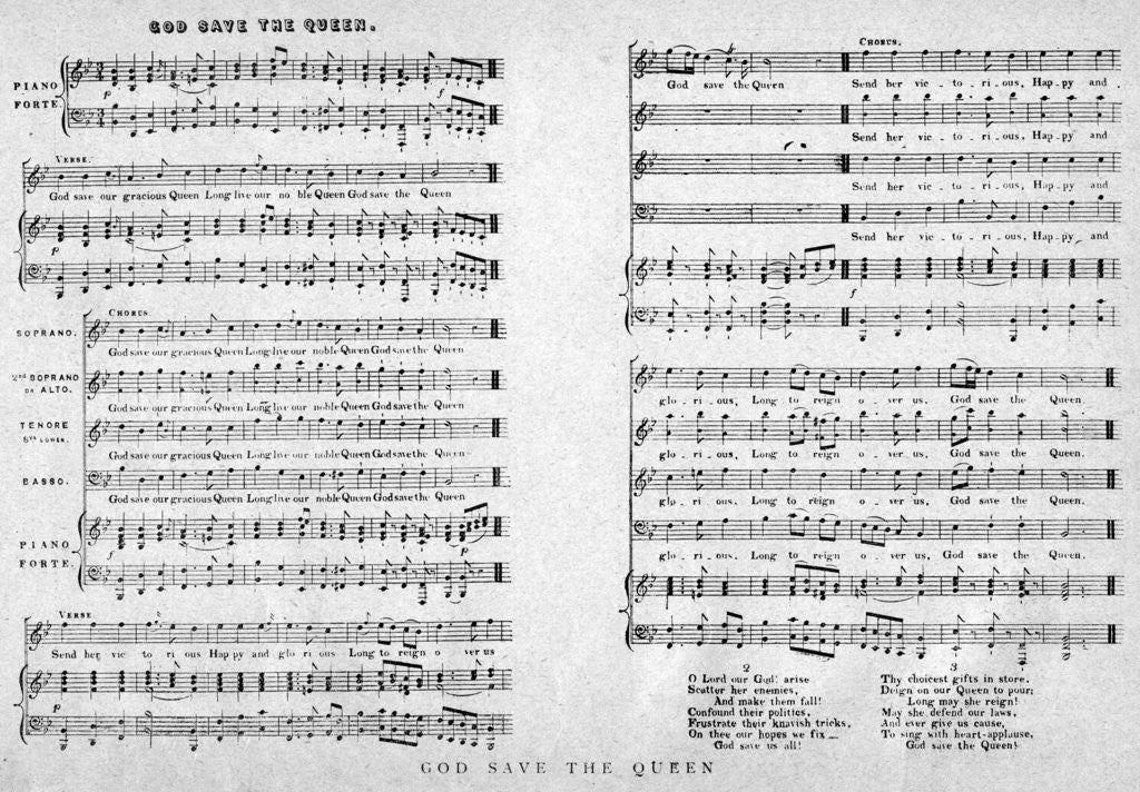 Detail of 'God Save the Queen', sheet music by Anonymous