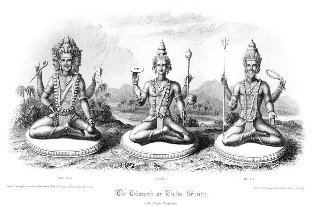 Detail of The Trimurti or Hindu Trinity by Andrew Thomas