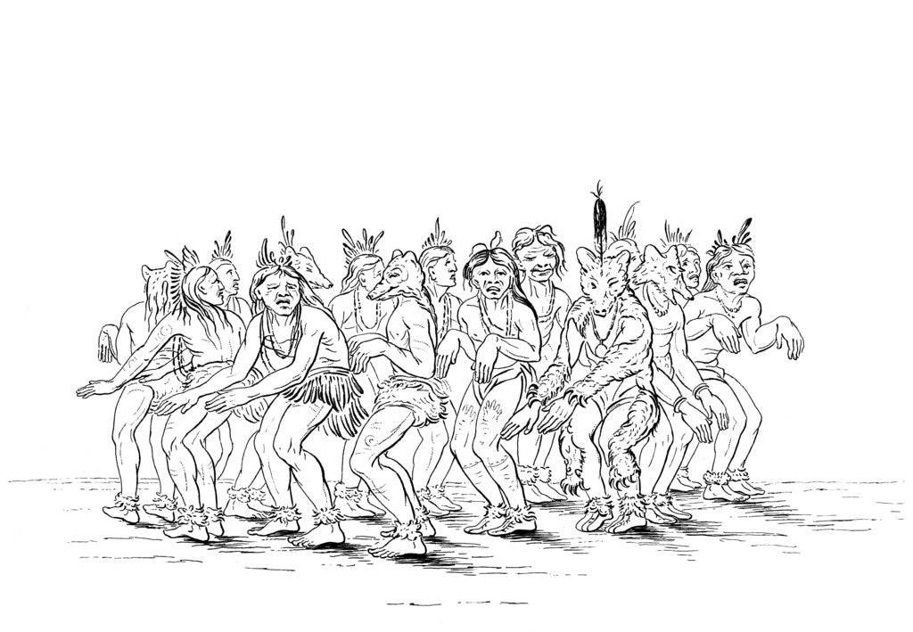 Detail of The Sioux tribe performing a bear dance by Myers and Co