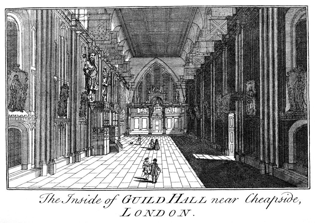 Detail of The Inside of Guild Hall near Cheapside, London by William Griggs