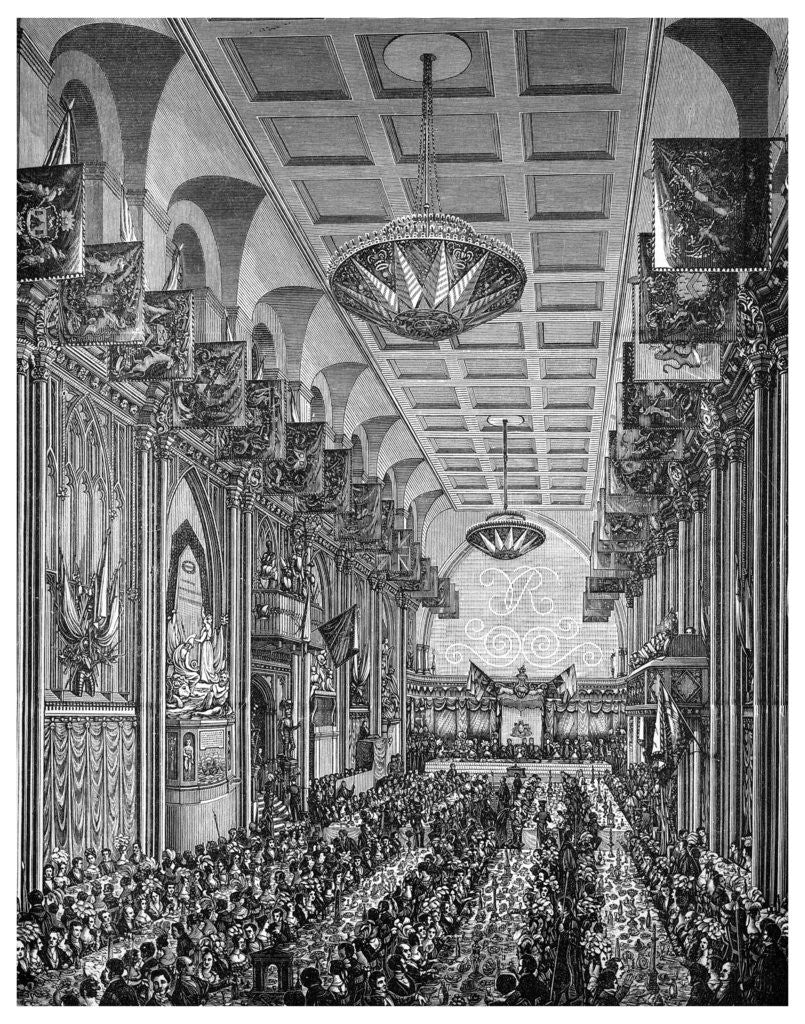 Detail of Banquet in the Great Hall for Queen Victoria, Guildhall, City of London, November 1837 by Anonymous
