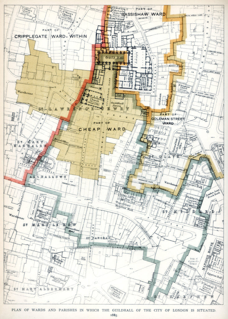 Detail of Plan of the Wards and Parishes in Which the Guildhall of the City of London is Situated by Anonymous