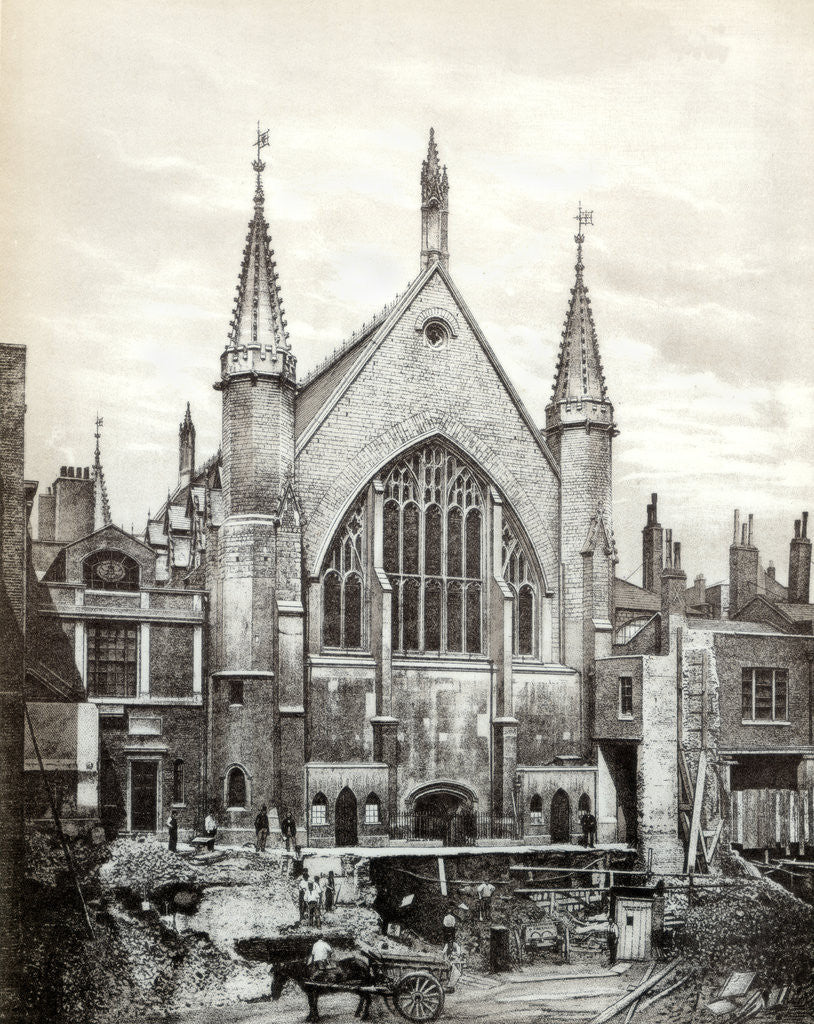 Detail of View of the east end of Guildhall and the Old Library, City of London by Anonymous