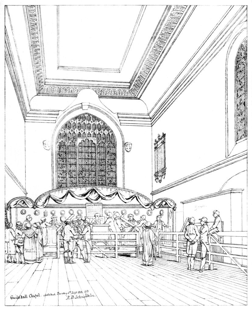 Detail of Interior of Guildhall Chapel, City of London by William Griggs