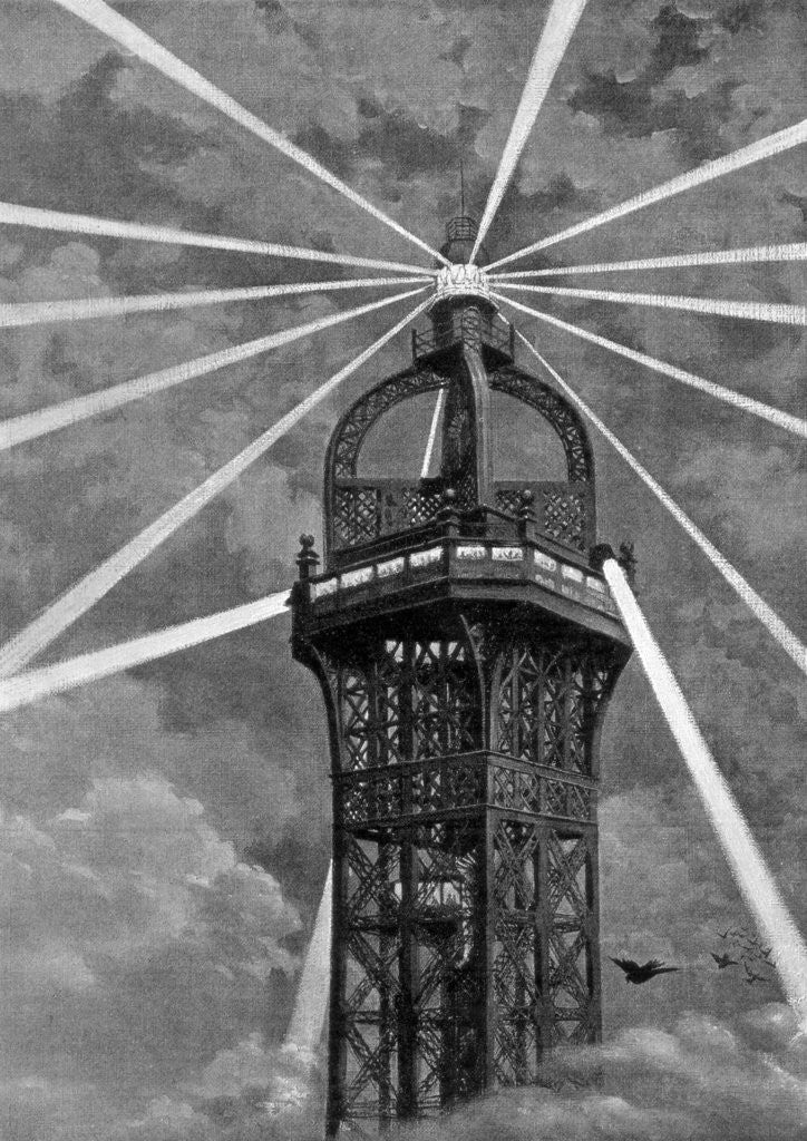 Detail of The electric light on top of the Eiffel Tower, Paris by Anonymous