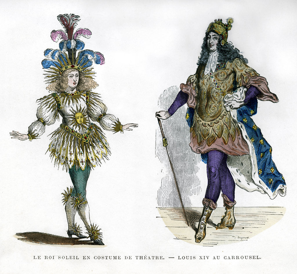 Detail of Sun King theatre costume, and King Louis XIV of France by Anonymous
