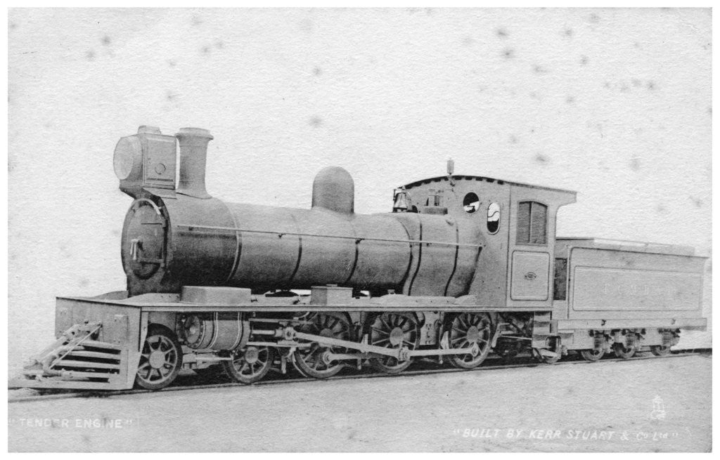 Detail of 4-6-0 tender engine, steam locomotive built by Kerr, Stuart and Co by Raphael Tuck