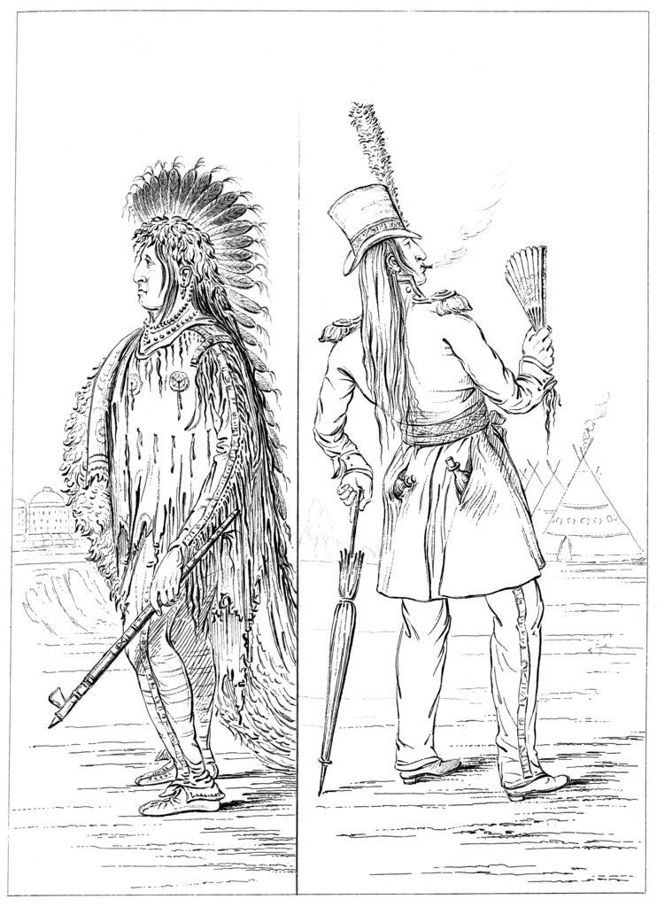 Detail of Wi-Jun-Jon in native costume and in regimental uniform by Myers and Co