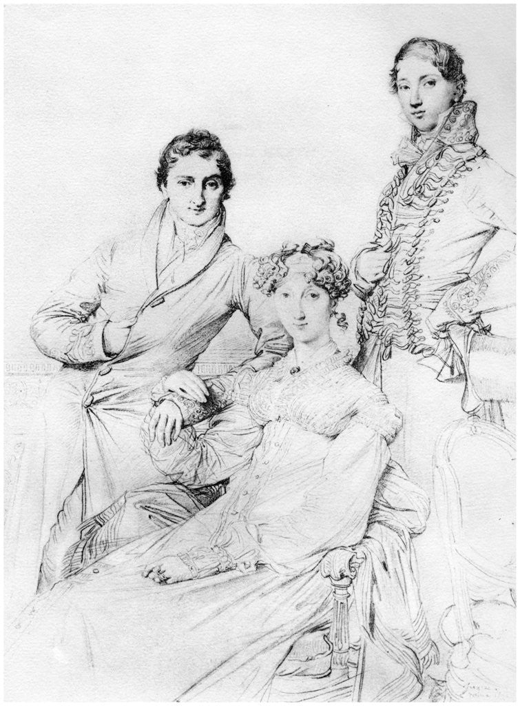 Detail of Mr and Mrs Joseph Woodhead, and Mr Henry Comber, Rome by Anonymous