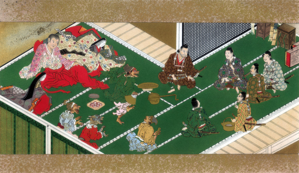 Detail of Raiko and his comrades before the demon robber by Anonymous