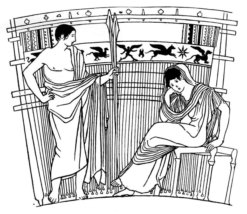 Detail of The Loom of Penelope, from the Chuisi Vase, Etruscan, c400 BC by Anonymous