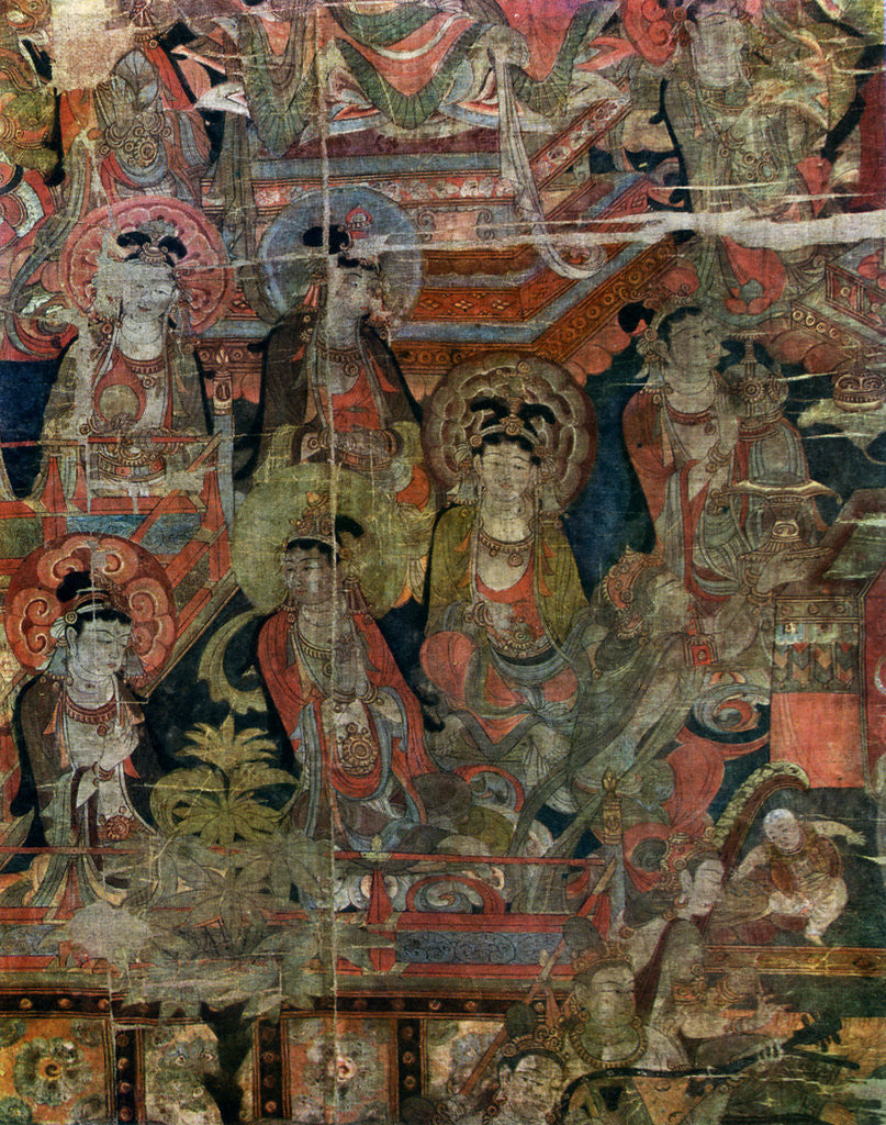 Detail of Detail of a picture of Paradise, Chinese, Tang dynasty, 618-907 by Anonymous
